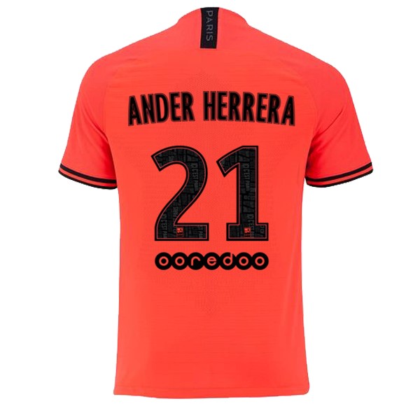 JORDAN Trikot Paris Saint Germain NO.21 Ander Herrera Auswarts 2019-20 Orange Fussballtrikots Günstig